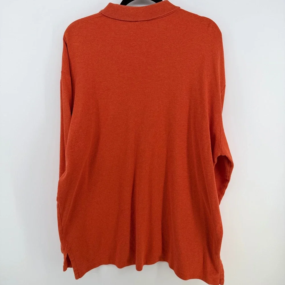 Polo Ralph Lauren Men's XXL Orange Long Sleeve Polo Shirt Cotton Olive Pony